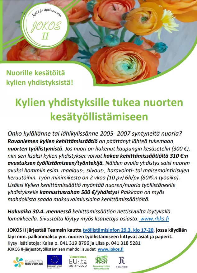Näyttökuva tiedote 2 kesätyösetelihaku kylille